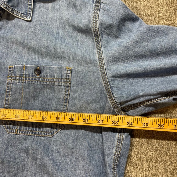 LL Bean Mens Traditional Fit‎ Denim Workwear Shirt Long Sleeve L Tall Blue - Picture 5 of 8